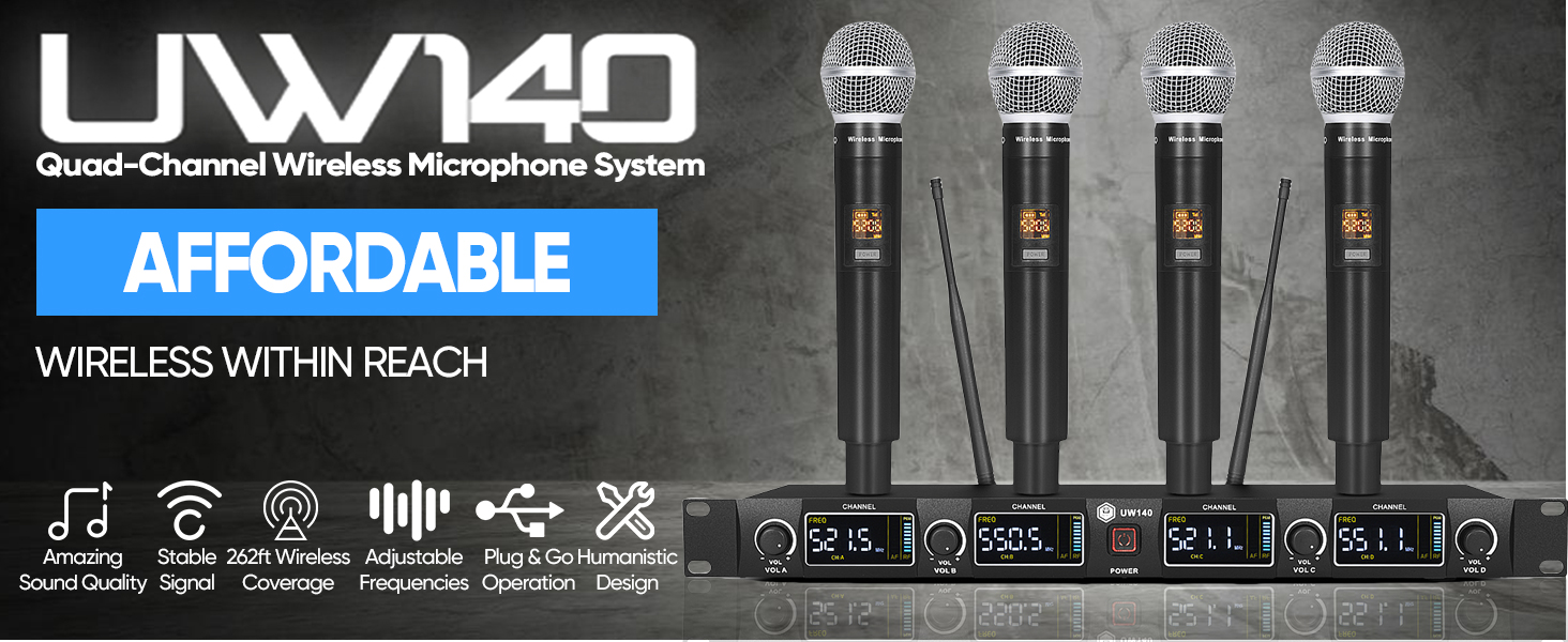 Amazon.com: W IN-MIX UW140 Wireless Microphone System, 4-Channel